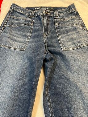 American Eagle Outfitters Womens Washed Blue Relaxed Jeans